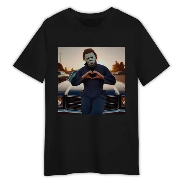 Michael Myers Heart Hands Shirt, Halloween Scary Movie T-Shirt, Slasher Movie Birthday Gift, 70s 80s Thriller Movie Shirt Jezsport.com