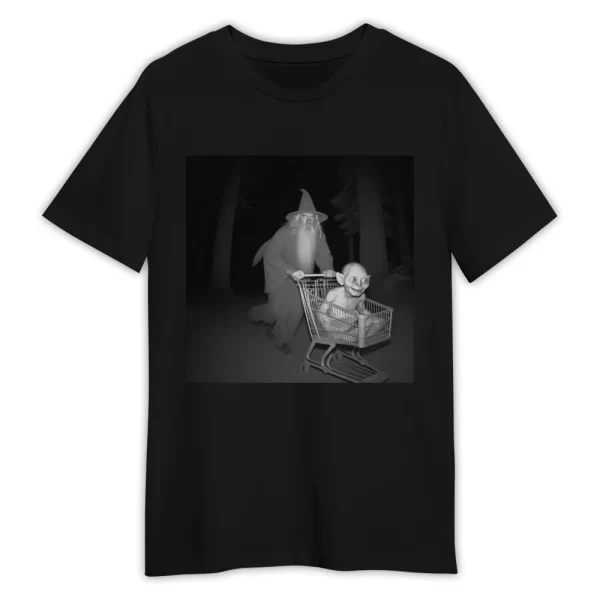 Grey Wizard Pushing Goblin In Cart Shirt, Middle Earth Shirt, Tolkien Book Christmas Shirt, Vintage Gray Wizard Meme Shirt Jezsport.com