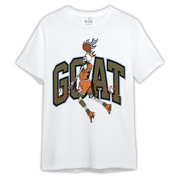 Olive 5s Shirt, G.O.A.T Skeleton Fire Shirt Outfit Jezsport.com