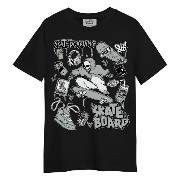 Black Wolf Grey 12s Shirt, Doodle Skeleton Skateboard Unisex Shirt Funny Halloween Shirt For Halloween Jezsport.com