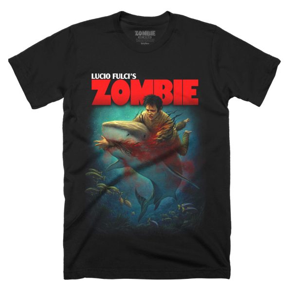 Zombie Zombie Vs Shark T-Shirt Funny Halloween Shirt For Halloween Jezsport.com