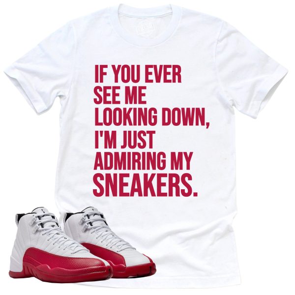 Admiring My Sneakers Shirt, Retro Air Jordan 12 Cherry Red Sneaker Match Tee Jezsport.com