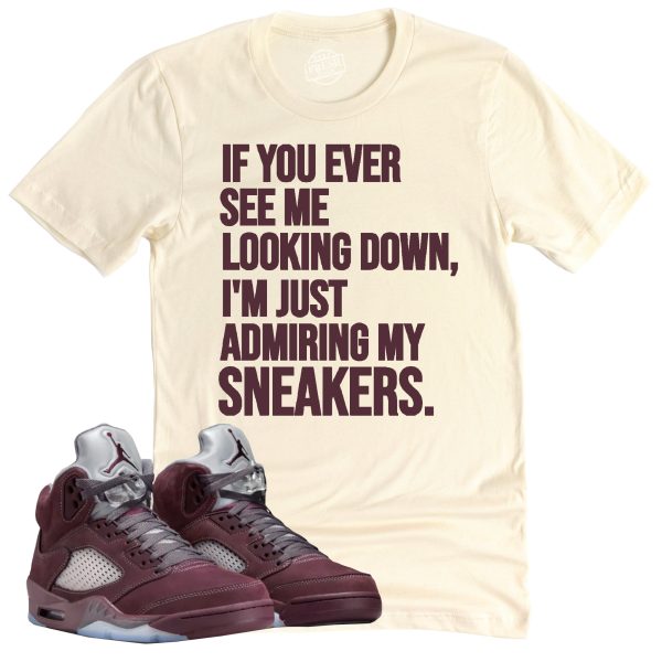 Admiring My Sneakers Shirt, Air Jordan 5 Burgundy Sneaker Match Tee Jezsport.com