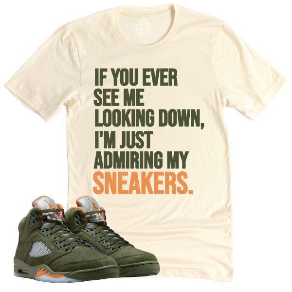 Admiring My Sneakers Shirt, Air Jordan 5 Olive Sneaker Match Tee Jezsport.com