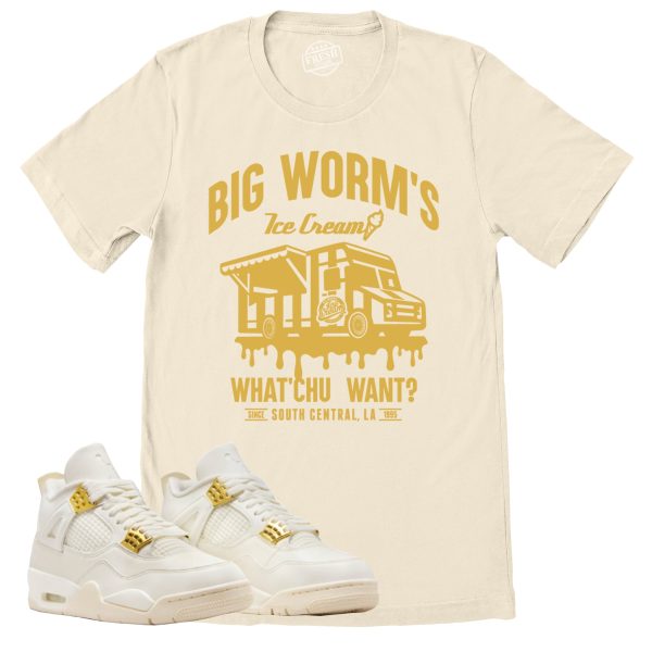 BW's Ice Cream Shop Shirt, Retro Air Jordan 4 Sail Gold Sneaker Match Tee Jezsport.com