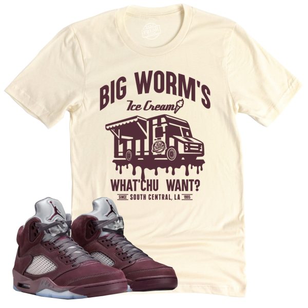 Big Worm's Ice Cream Shop Shirt, Air Jordan 5 Burgundy Sneaker Match Tee Jezsport.com