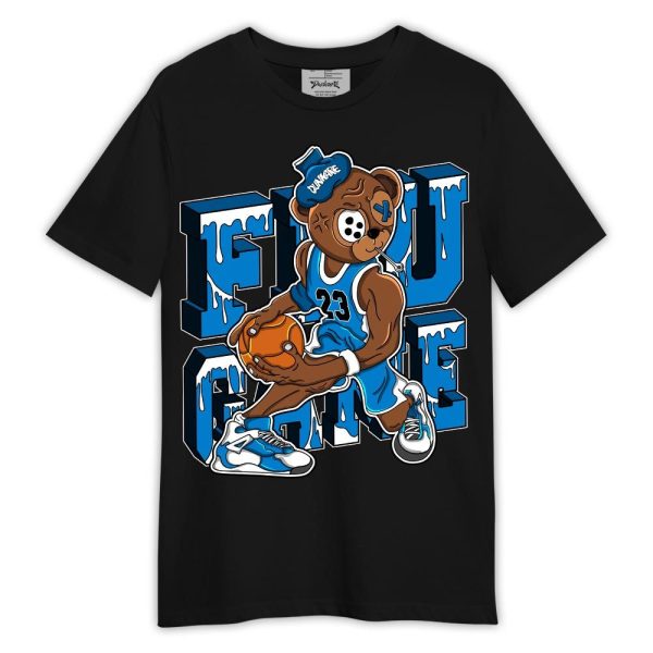 Industrial Blue 4s Shirt, Graphic Flu Game Bear Shirt Military Blue 4s Outfit Matching Jordan Shirt Jezsport.com