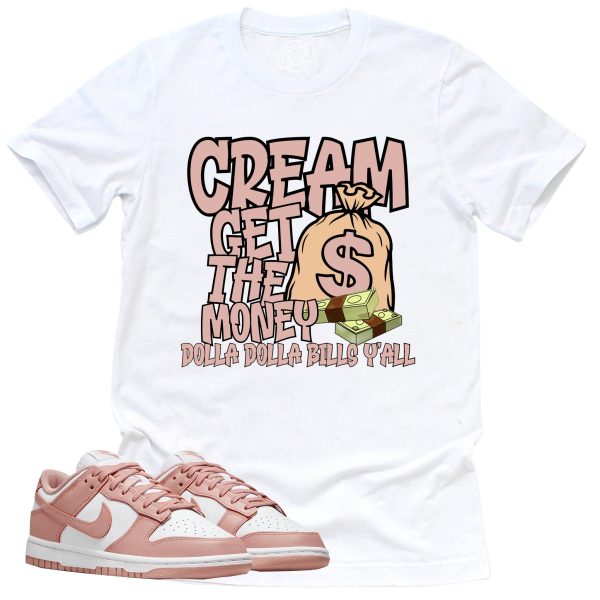 Cream Shirt, Retro Dunk Low White Rose Whisper Sneaker Match Tee Jezsport.com