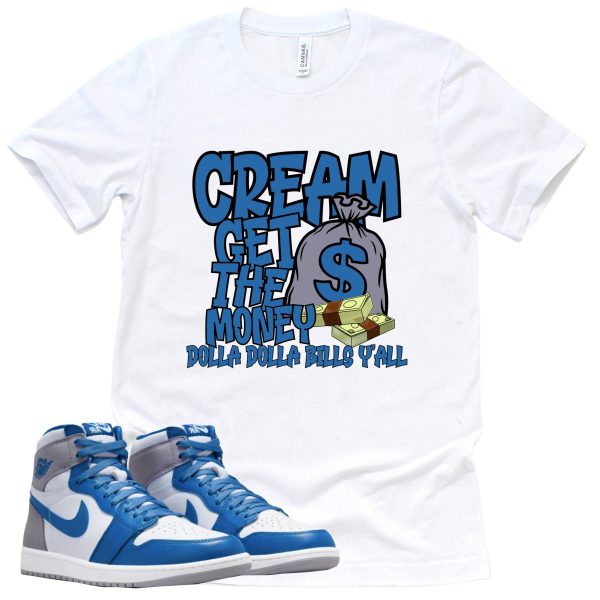 Cream Shirt Retro Air Jordan 1 True Blue Sneaker Match Tee Jezsport.com