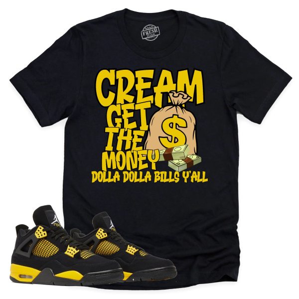 Cream Shirt, Retro Air Jordan 4 Thunder Sneaker Match Tee Jezsport.com