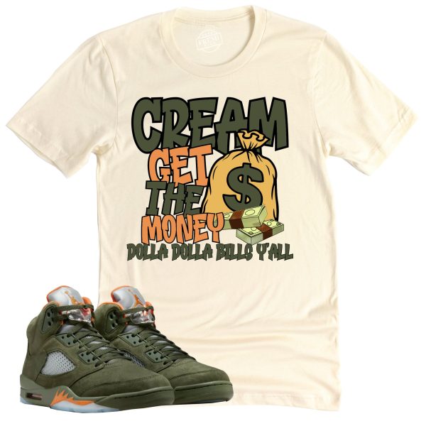 Cream Shirt, Air Jordan 5 Olive Sneaker Match Tee Jezsport.com