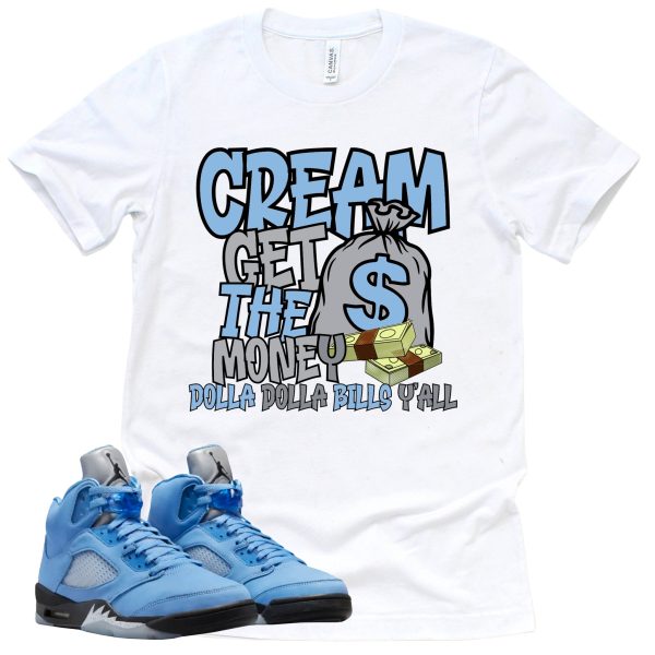 Cream Shirt Retro Air Jordan 5 University Blue Sneaker Match Tee Jezsport.com