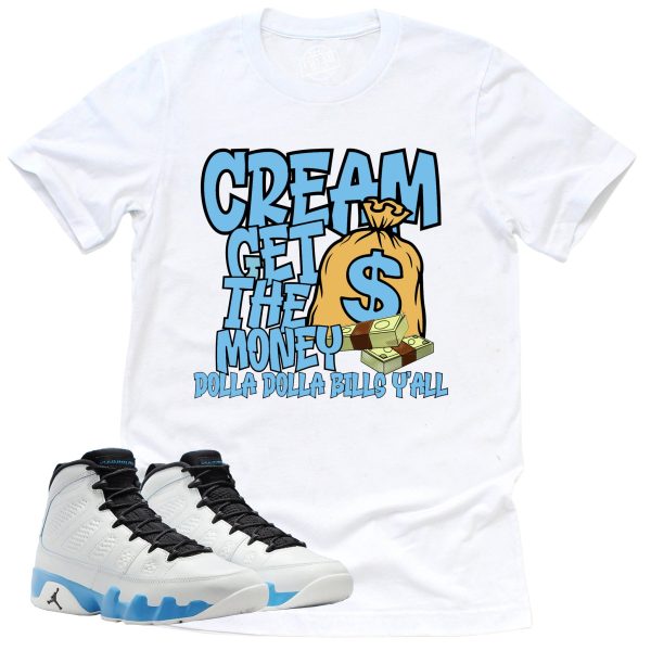 Cream Shirt, Retro Air Jordan 9 Powder Blue Sneaker Match Tee Jezsport.com