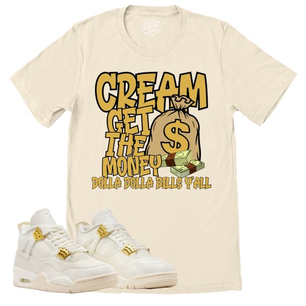 Cream Shirt, Retro Air Jordan 4 Sail Gold Sneaker Match Tee Jezsport.com