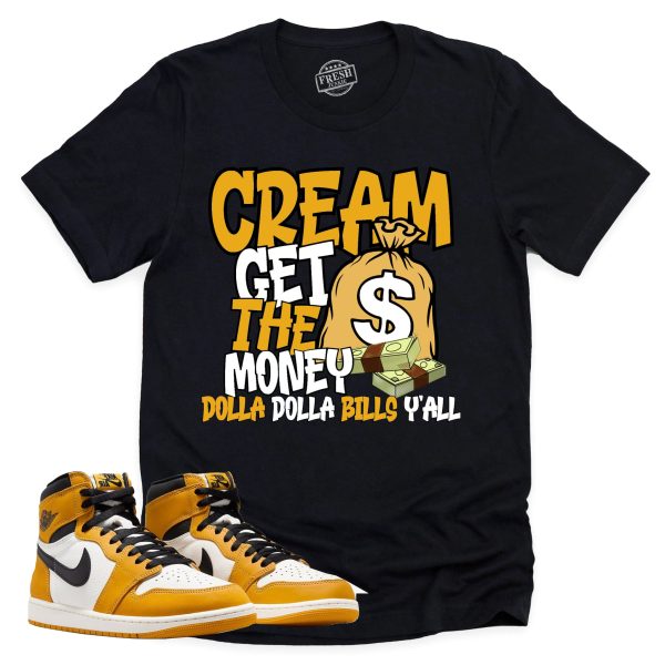 Cream Shirt, Retro Air Jordan 1 Yellow Ochre Sneaker Match Tee Jezsport.com