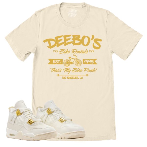 Deebo's Bike Shop Shirt, Retro Air Jordan 4 Sail Gold Sneaker Match Tee Jezsport.com