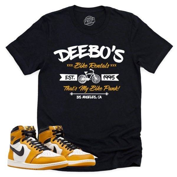 Deebo's Bike Shop Shirt, Retro Air Jordan 1 Yellow Ochre Sneaker Match Tee Jezsport.com