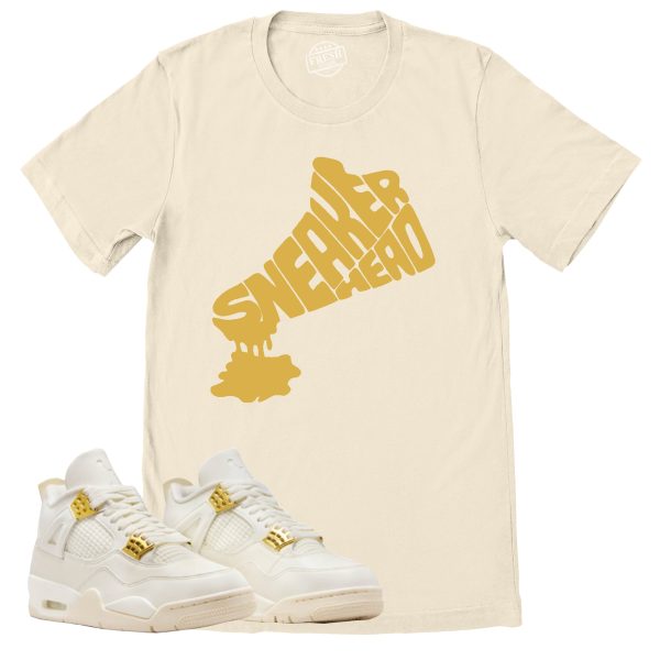 Dripping Sneakerhead Shirt, Retro Air Jordan 4 Sail Gold Sneaker Match Tee Jezsport.com