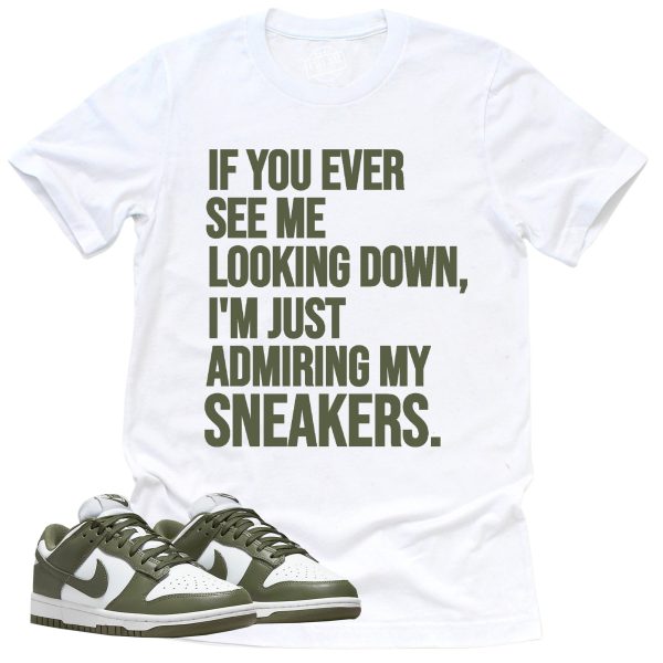 Admiring My Sneakers Shirt, Retro Dunk Low Medium Olive Sneaker Match Tee Jezsport.com