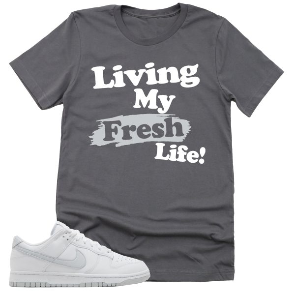 Living My Fresh Life Shirt, Retro Dunk Low White Pure Platinum Sneaker Match Tee Jezsport.com