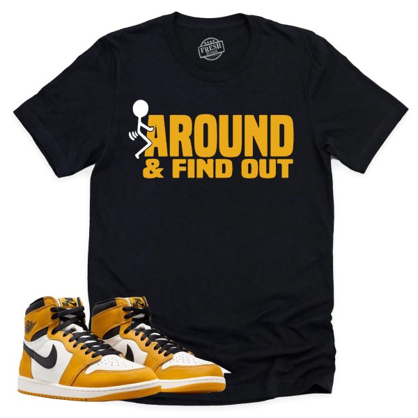 Find Out Shirt, Retro Air Jordan 1 Yellow Ochre Sneaker Match Tee Jezsport.com