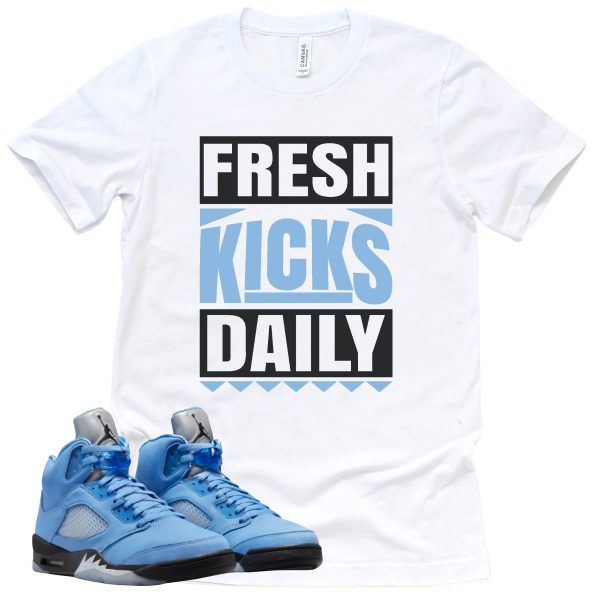 Fresh Kicks Daily Shirt Retro Air Jordan 5 University Blue Sneaker Match Tee Jezsport.com