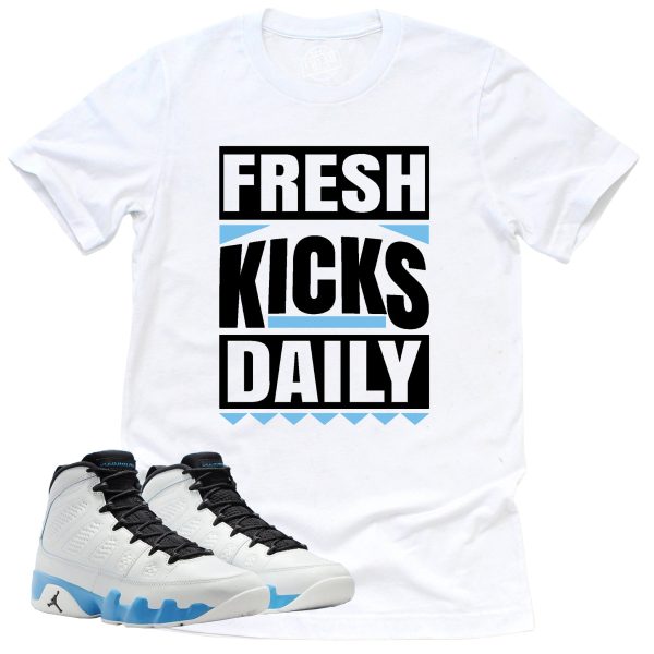 Fresh Kicks Daily Shirt, Retro Air Jordan 9 Powder Blue Sneaker Match Tee Jezsport.com