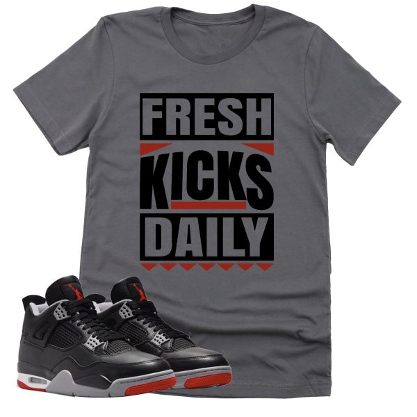 Fresh Kicks Daily Shirt, Retro Air Jordan 4 BRED Reimagined Sneaker Match Tee Jezsport.com