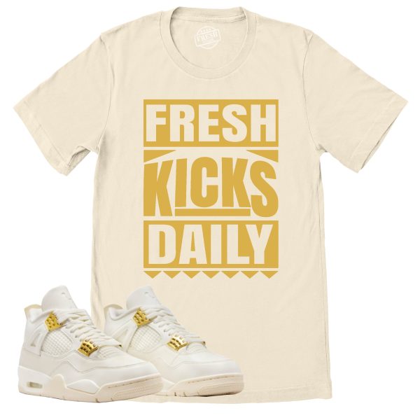 Fresh Kicks Daily Shirt, Retro Air Jordan 4 Sail Gold Sneaker Match Tee Jezsport.com