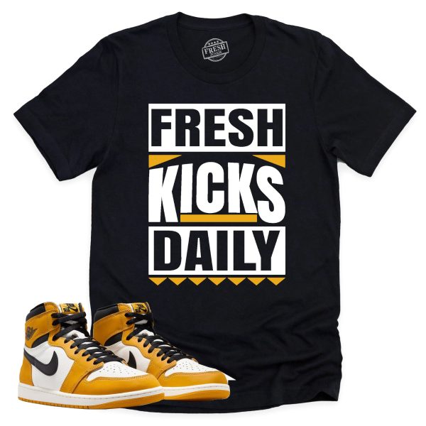 Fresh Kicks Daily Shirt, Retro Air Jordan 1 Yellow Ochre Sneaker Match Tee Jezsport.com