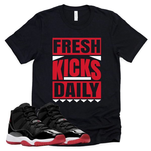 Fresh Kicks Daily Retro Air Jordan 11 BRED Sneaker Match Tee Jezsport.com