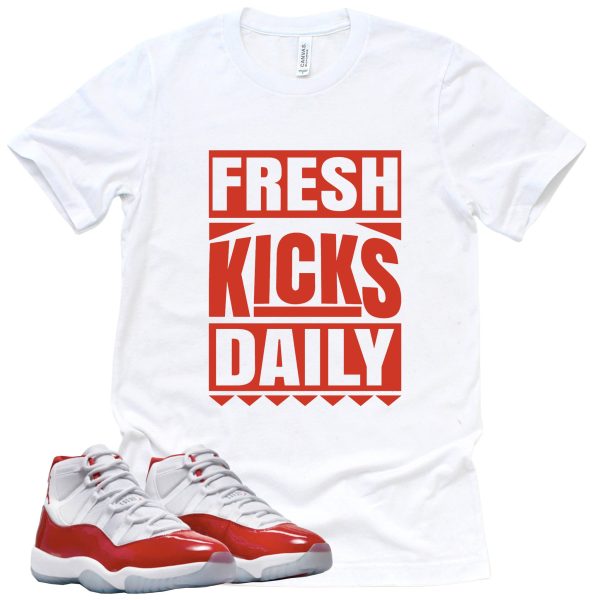 Fresh Kicks Daily Retro Air Jordan 11 Cherry Red Sneaker Match Tee Jezsport.com