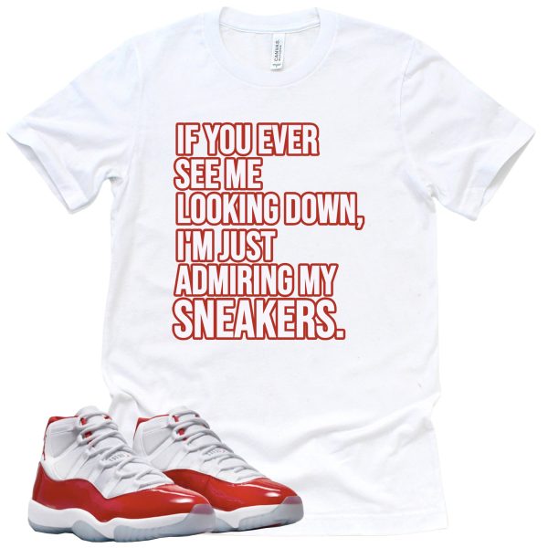 Admiring My Sneakers Retro Air Jordan 11 Cherry Red Sneaker Match Tee Jezsport.com