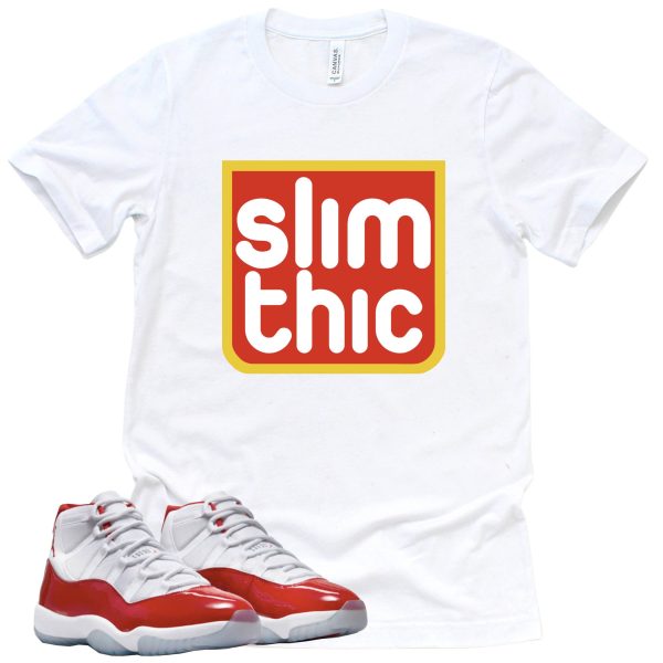 Slim Thic Retro Air Jordan 11 Cherry Red Sneaker Match Tee Jezsport.com