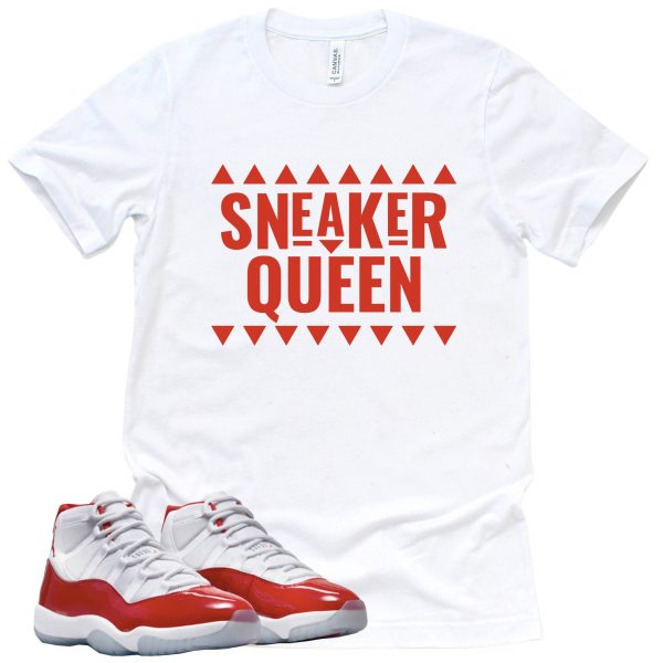 Sneaker Queen Retro Air Jordan 11 Cherry Red Sneaker Match Tee Jezsport.com