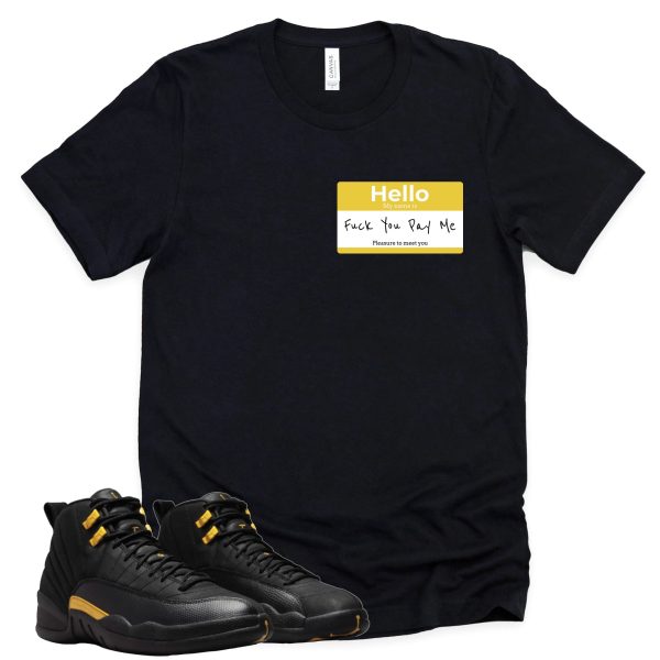 Hello Pay Me Retro Air Jordan 12 Black Taxi Sneaker Match Tee Jezsport.com