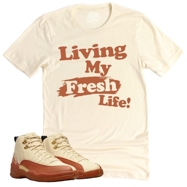 Living My Fresh Life Shirt Retro Air Jordan 12 Eastside Golf Sneaker Match Tee Jezsport.com