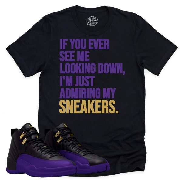 Admiring My Sneakers Retro Air Jordan 12 Field Purple Sneaker Match Tee Jezsport.com