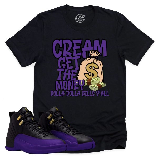 Cream Retro Air Jordan 12 Field Purple Sneaker Match Tee Jezsport.com