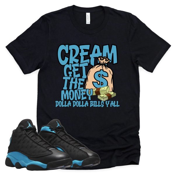 Cream Shirt Retro Air Jordan 13 Black University Blue Sneaker Match Tee Jezsport.com