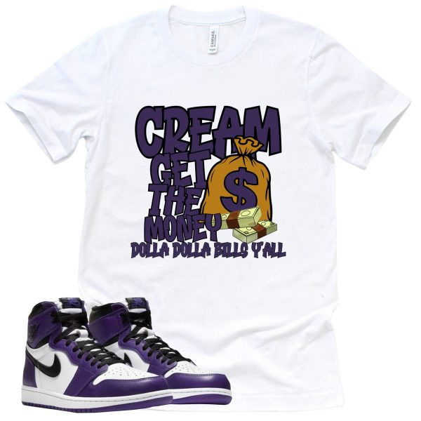 Cream Shirt Court Purple 1s Sneaker Match Tee Jezsport.com