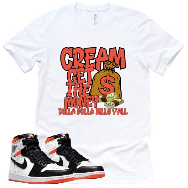 Cream Shirt Retro Air Jordan 1 Electro Orange Sneaker Match Tee Jezsport.com