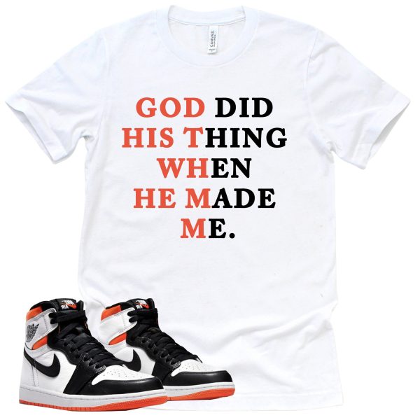 God Did Shirt Retro Air Jordan 1 Electro Orange Sneaker Match Tee Jezsport.com