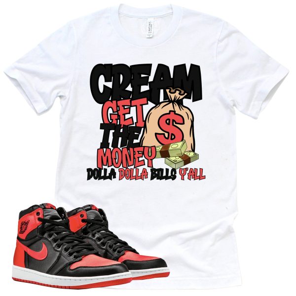 Cream Shirt Retro Air Jordan 1 Satin Bred Sneaker Match Tee Jezsport.com