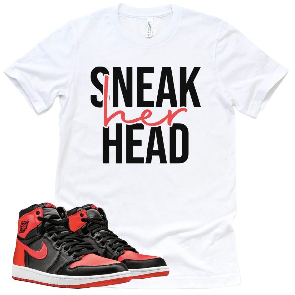 SneakHER Head Shirt Retro Air Jordan 1 Satin Bred Sneaker Match Tee Jezsport.com