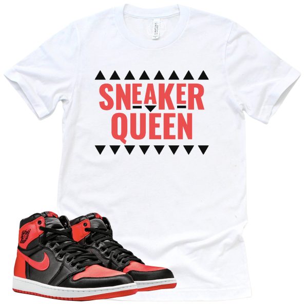 Sneaker Queen Shirt Retro Air Jordan 1 Satin Bred Sneaker Match Tee Jezsport.com