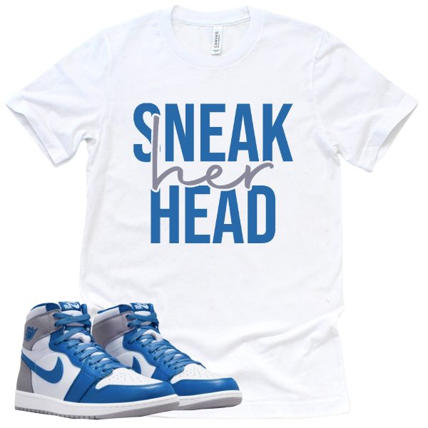 Sneak Her Head Shirt Retro Air Jordan 1 True Blue Sneaker Match Tee Jezsport.com