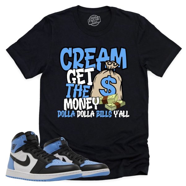 Cream Shirt Retro Air Jordan 1 UNC Toe Sneaker Match Tee Jezsport.com