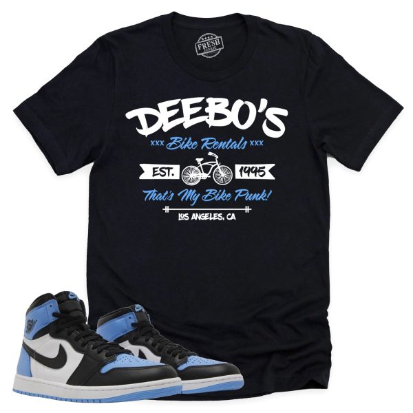 Deebo's Bike Shop Shirt Retro Air Jordan 1 UNC Toe Sneaker Match Tee Jezsport.com