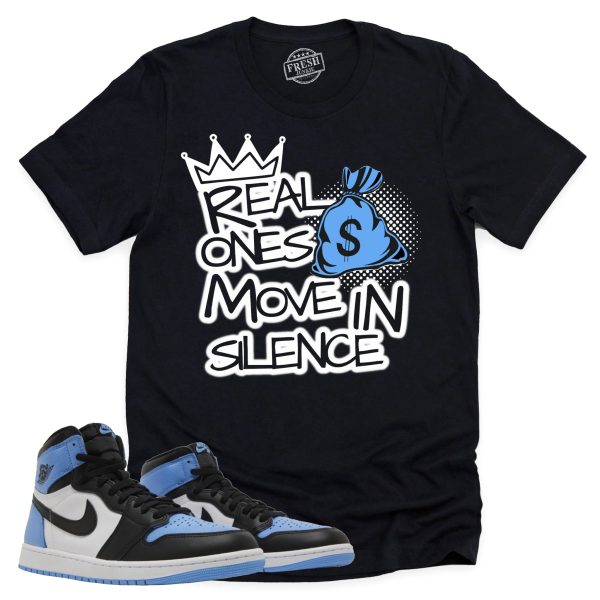 Move In Silence Shirt Retro Air Jordan 1 UNC Toe Sneaker Match Tee Jezsport.com